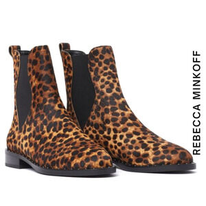 Rebecca Minkoff Leopard Print Sabeen Genuine Calf Hair Chelsea Boot NEW Size 7.5